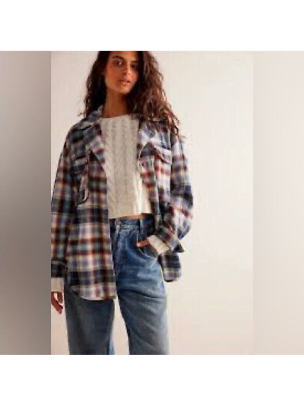 Free People Izzy Cargo Shirt Jacket Shaket Size Small oversized